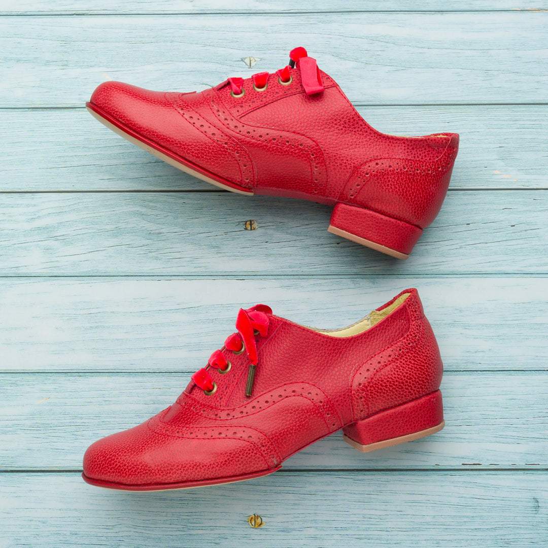 Oxford Curvy / Red Embossed Leather-Fulana- Axis Tango - Best Tango Shoes