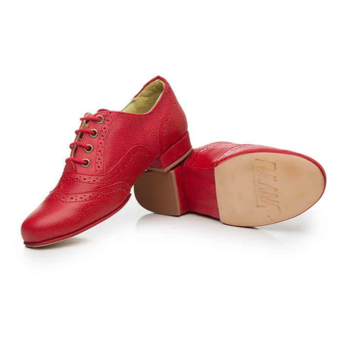 Oxford Curvy / Red Embossed Leather-Fulana- Axis Tango - Best Tango Shoes