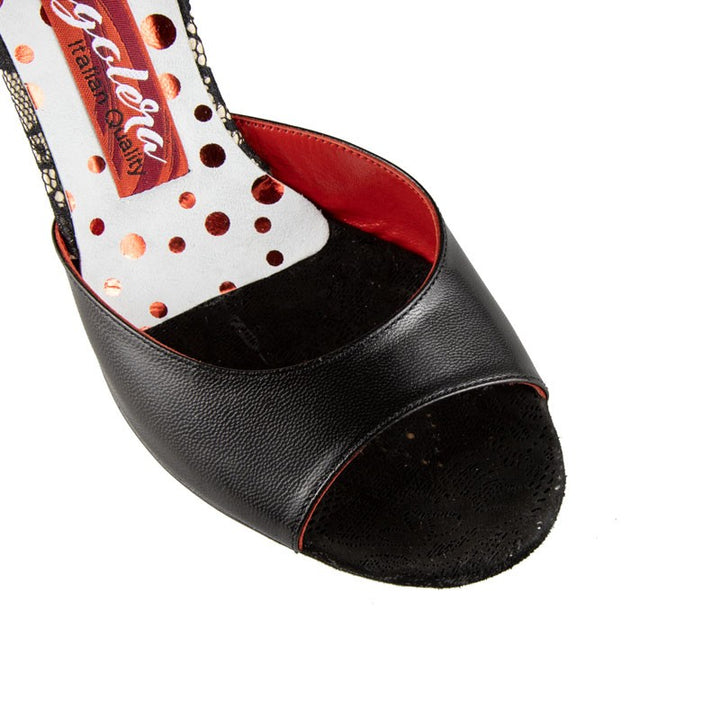 Lucca - Black Leather and Lace (8cm) | Axis Tango - Best Tango Shoes