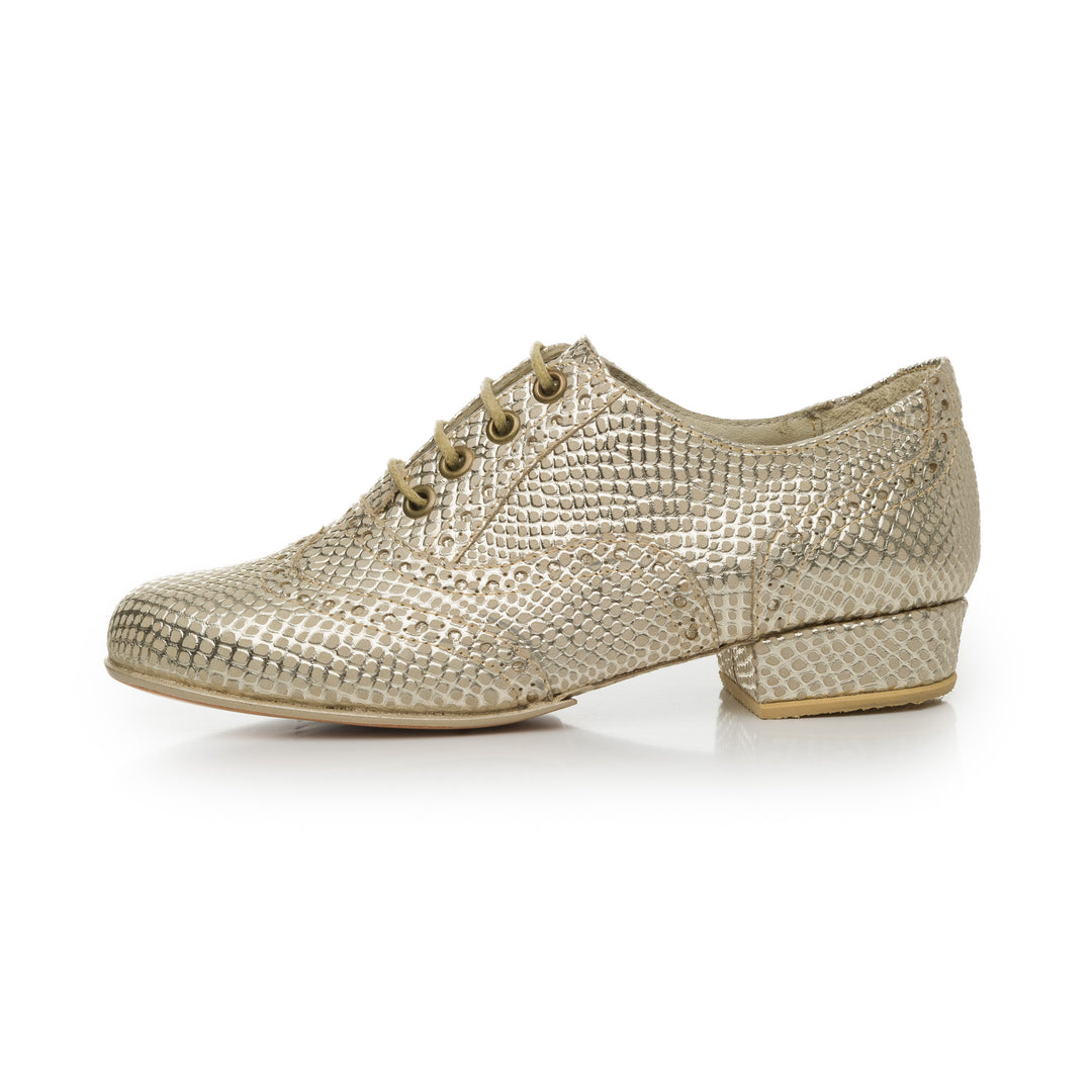 Oxford Curvy / Embossed Champagne-Fulana- Axis Tango - Best Tango Shoes