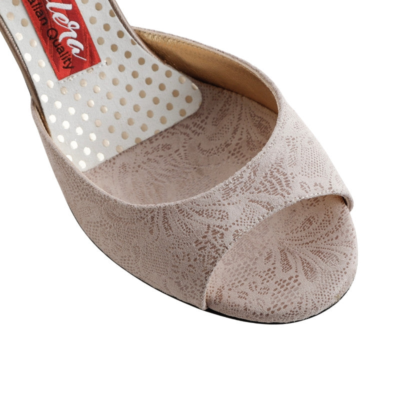 Siena B / Embossed Ecru Flowers-Tangolera- Axis Tango - Best Tango Shoes