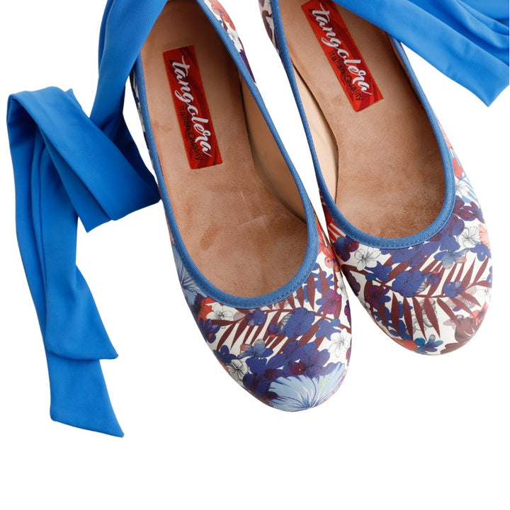 Ballerina - Blue Flowers-Tangolera- Axis Tango - Best Tango Shoes