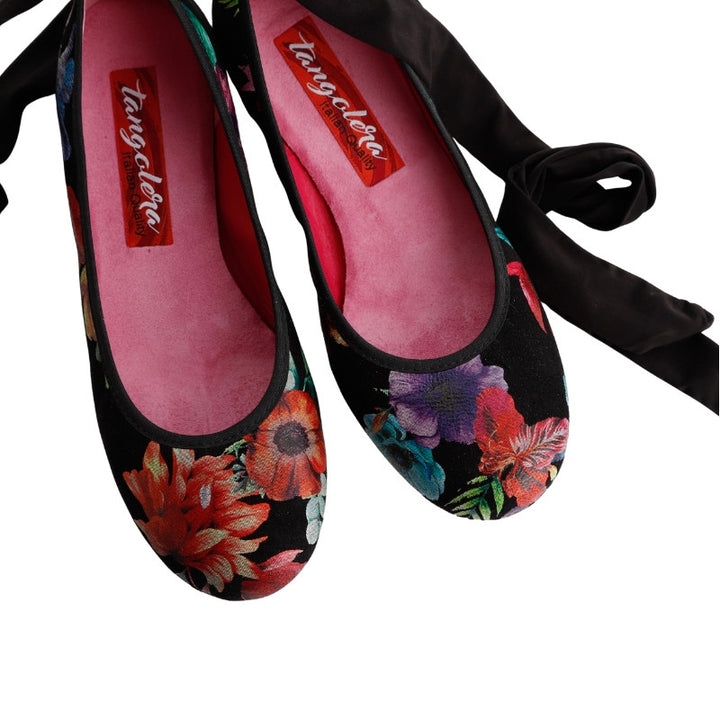 Ballerina - Black Flowers-Tangolera- Axis Tango - Best Tango Shoes