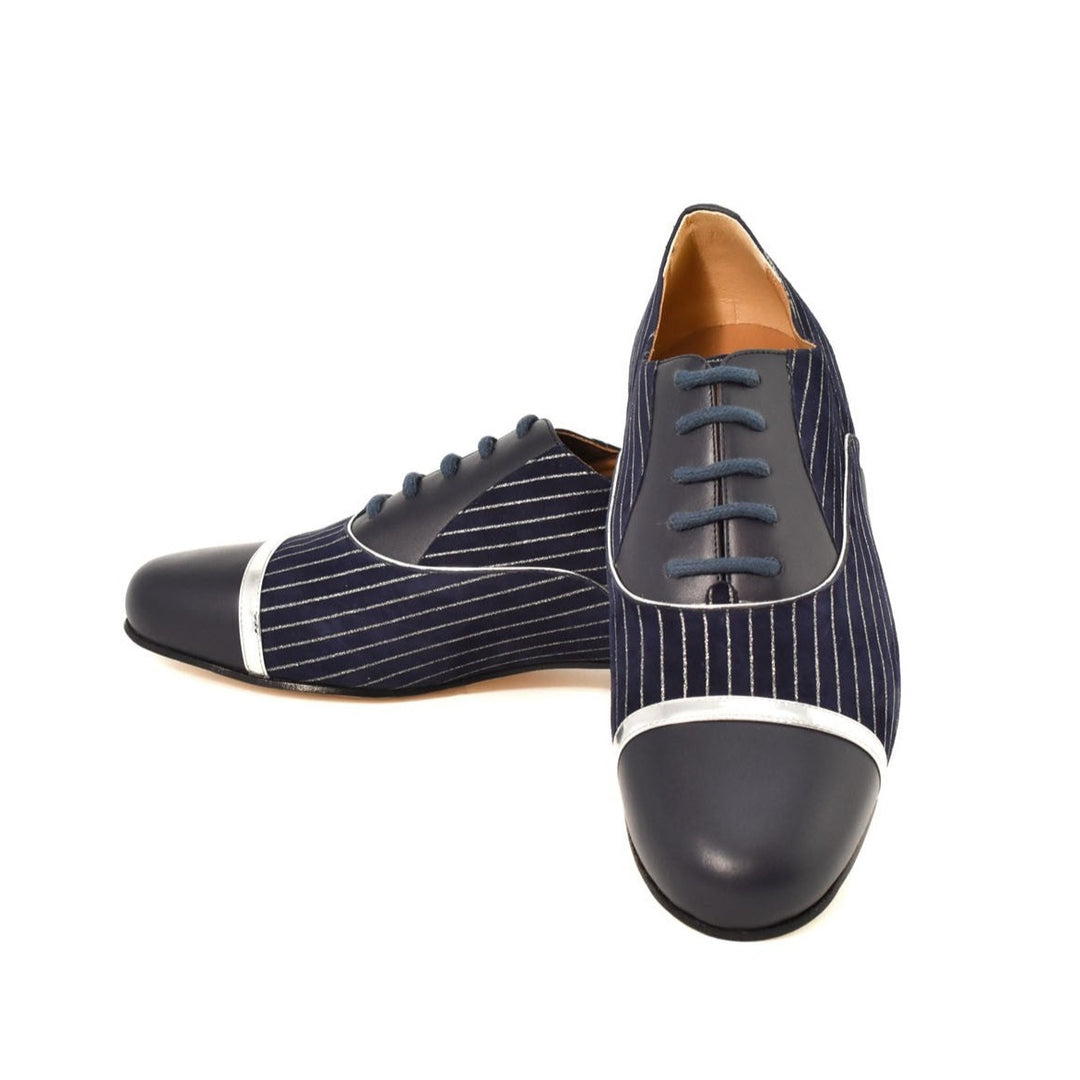 Gatsby / Blue Suede Silver Glitter-Monsieur Pivot- Axis Tango - Best Tango Shoes