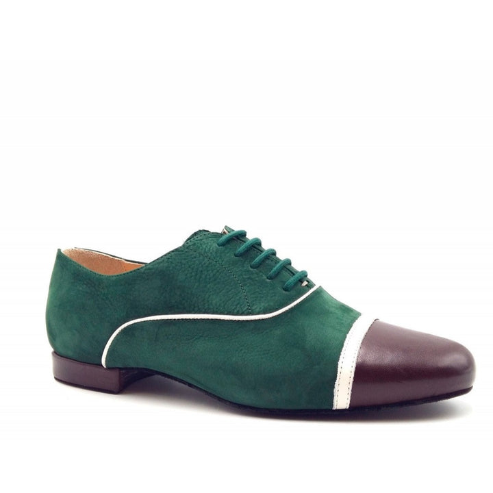 Gavin / Green Nubuck & Brown Leather-Monsieur Pivot- Axis Tango - Best Tango Shoes