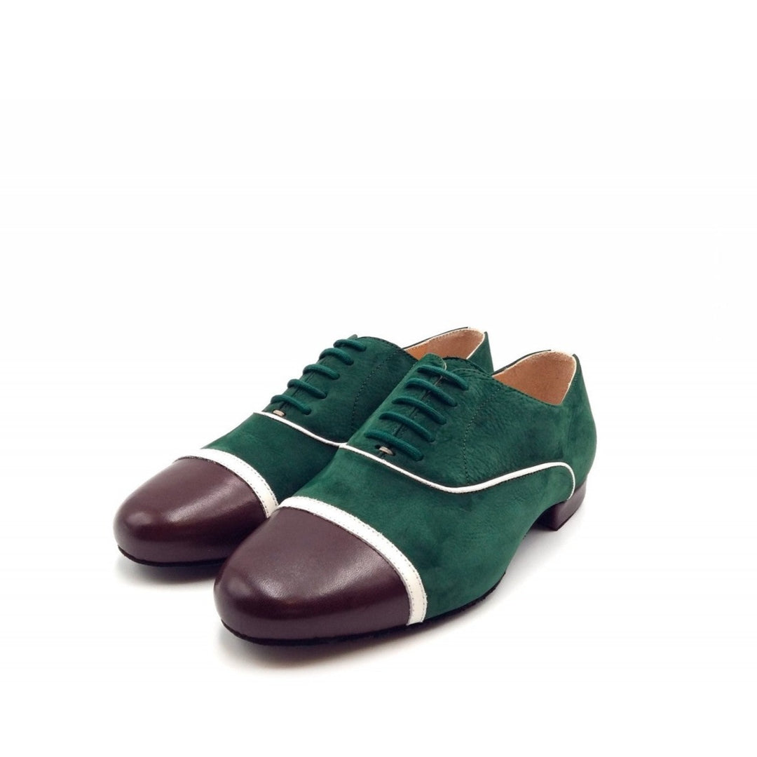 Gavin / Green Nubuck & Brown Leather-Monsieur Pivot- Axis Tango - Best Tango Shoes