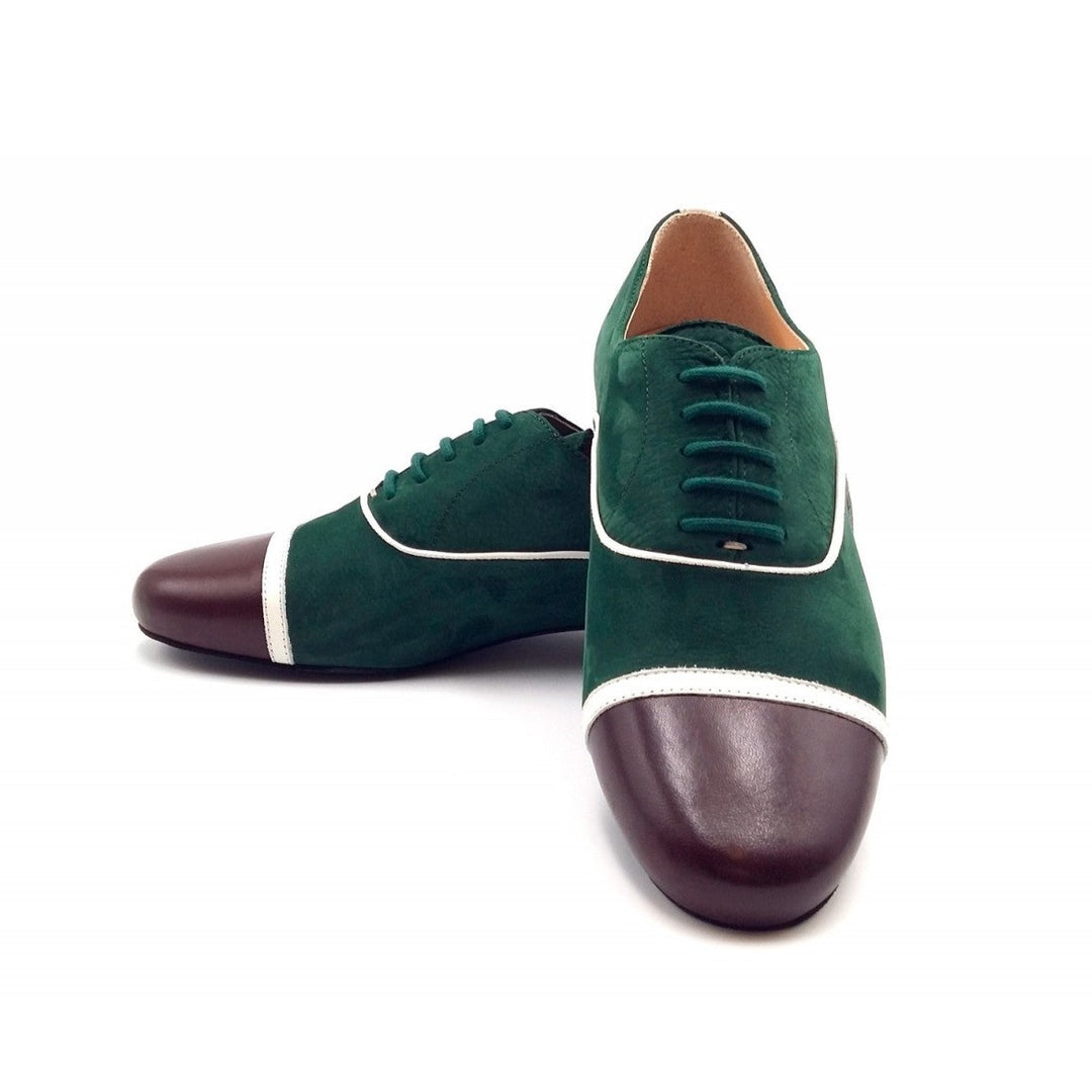 Gavin / Green Nubuck & Brown Leather-Monsieur Pivot- Axis Tango - Best Tango Shoes