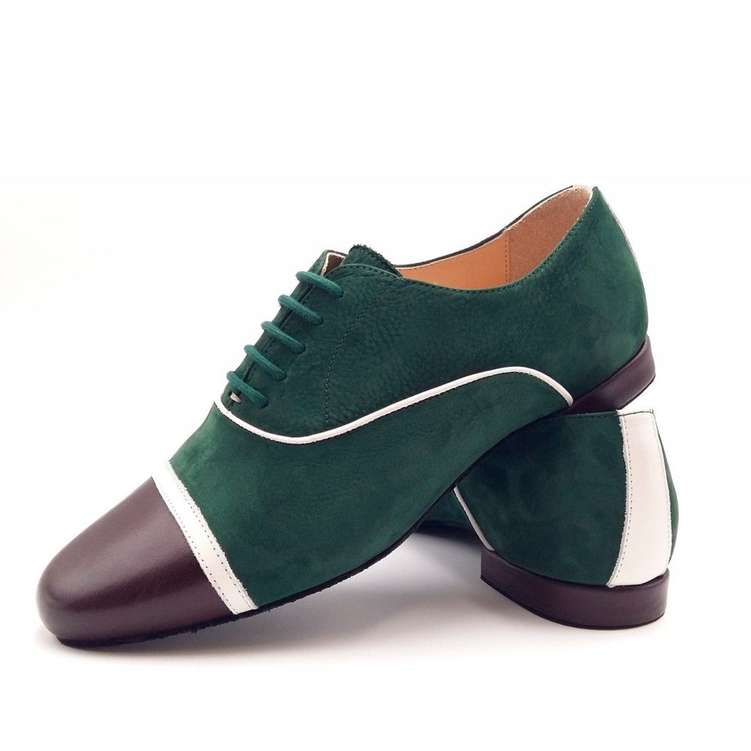 Gavin / Green Nubuck & Brown Leather-Monsieur Pivot- Axis Tango - Best Tango Shoes