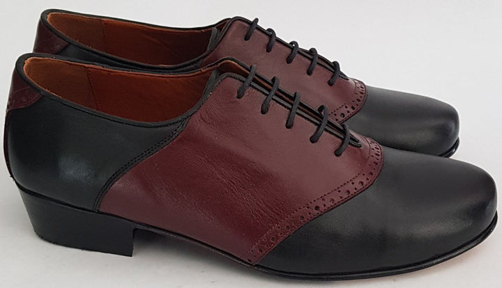 Fresedo - Black + Burgundy Leather-Paso de Fuego- Axis Tango - Best Tango Shoes