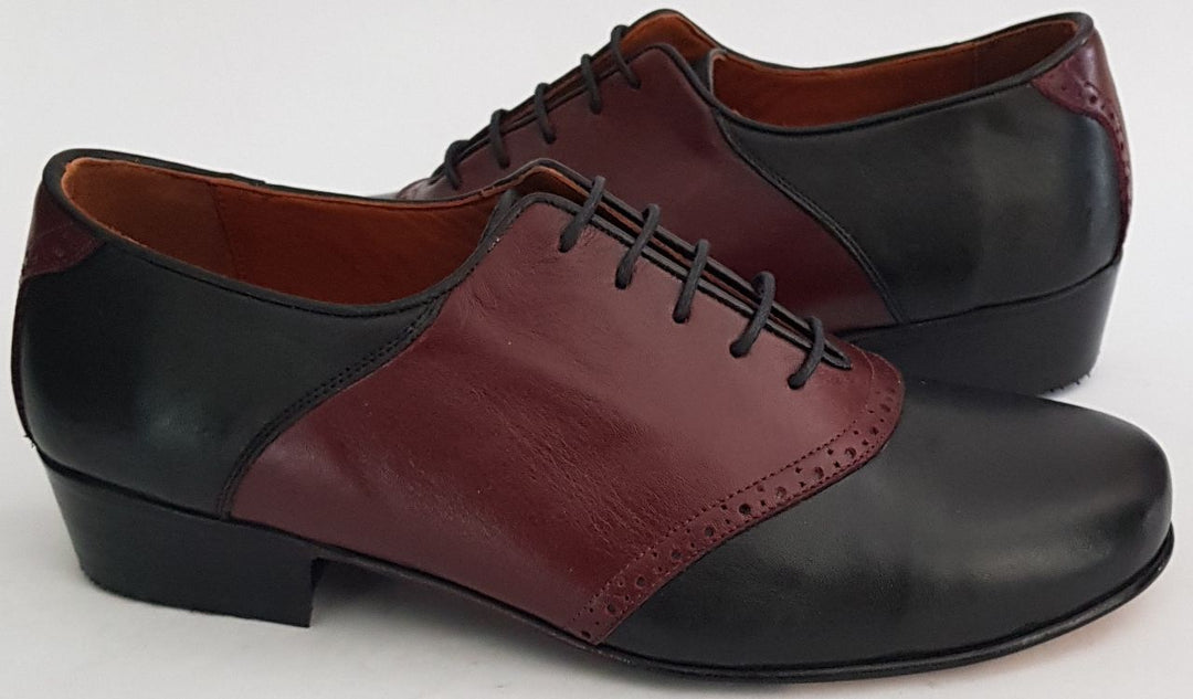 Fresedo - Black + Burgundy Leather-Paso de Fuego- Axis Tango - Best Tango Shoes