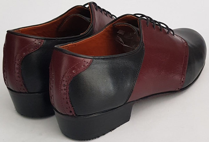 Fresedo - Black + Burgundy Leather-Paso de Fuego- Axis Tango - Best Tango Shoes