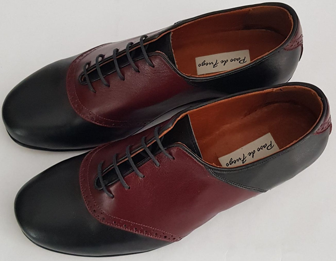 Fresedo - Black + Burgundy Leather-Paso de Fuego- Axis Tango - Best Tango Shoes