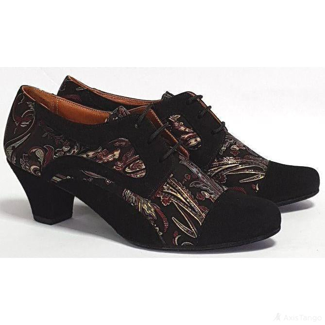 Frontera - Black Suede and Bronze Paisley 45 | Axis Tango - Best Tango Shoes