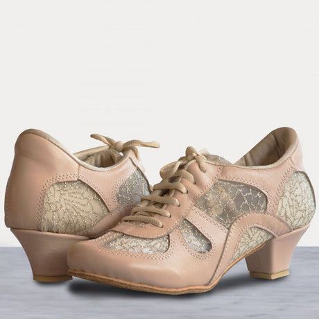 Rocio - Blush Leather With Gold Lace 50-DNI- Axis Tango - Best Tango Shoes