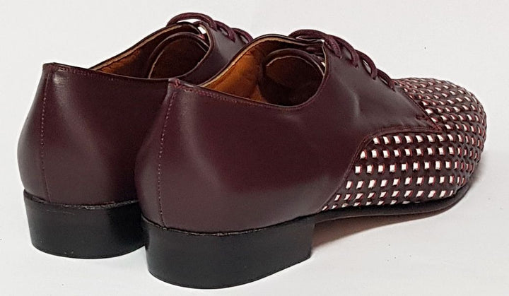 Troilo - Burgundy Woven Leather-Paso de Fuego- Axis Tango - Best Tango Shoes
