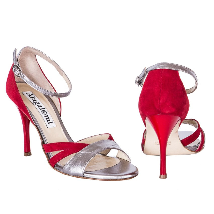 Aura - Red & Silver-Alagalomi- Axis Tango - Best Tango Shoes