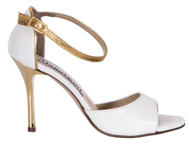 Beso - White + Gold-Alagalomi- Axis Tango - Best Tango Shoes