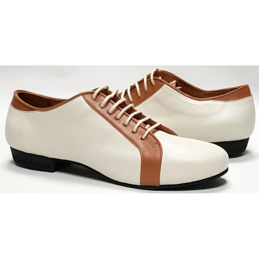Firpo - Cream and Tan Leather-Paso de Fuego- Axis Tango - Best Tango Shoes